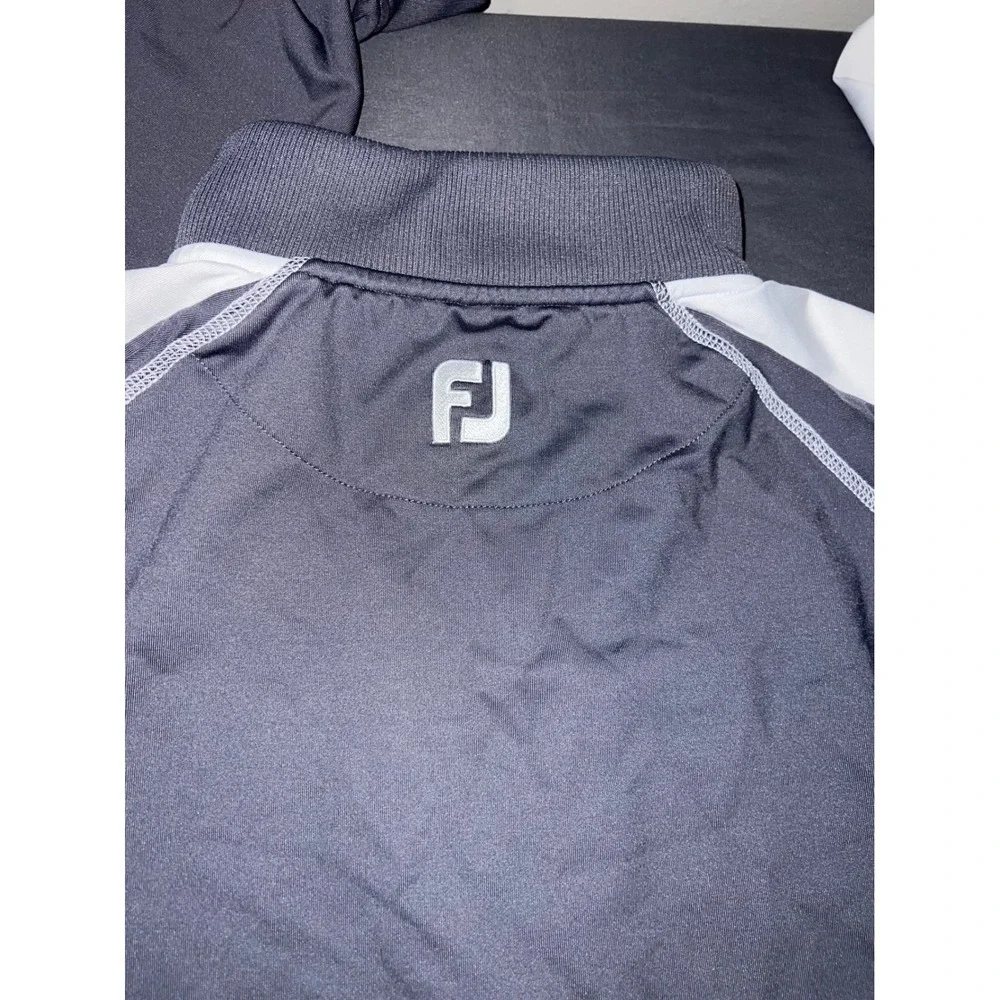 FootJoy Mens Quarter Zip Pullover Charcoal Gray White Bailey Ranch Logo Large